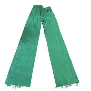 Zara Green Straight Leg Jeans Raw Hem High Rise Women’s Size 2 EU 34